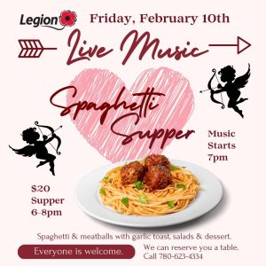 Legion Steak Night Tonight and Spaghetti Supper Feb 10, 2023.