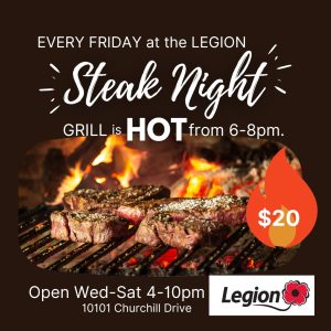 Legion Steak Night Fridays.