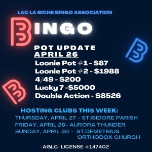 LLB Bingo Pots Update April 26.