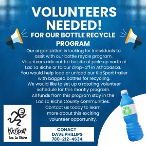 KidSport Volunteers Needed Bottle Program.