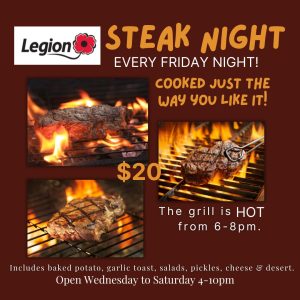 Legion Steak Night this Friday.