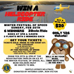 Festival of Speed Bear Raffle. Win a helicopter ride!