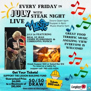 Legion Steak Night and Live Music July 26, 2024.