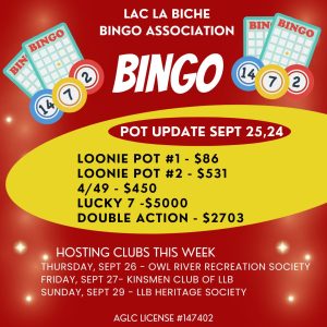 Bingo Pot Update September 25, 2024.