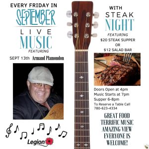 Legion Live Music and Steak Nights September 13,2024.