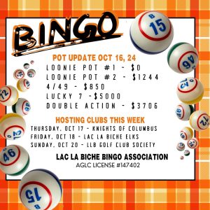 Bingo Pot Update October 16, 2024.