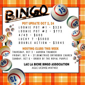 Bingo Pot Update October 2, 2024.