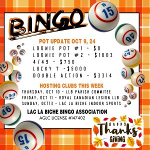 Bingo pot update for October 9, 2024.