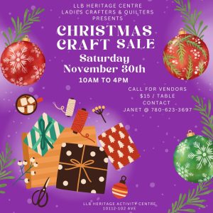 Heritage Society Christmas Craft Sale November 30, 2024.