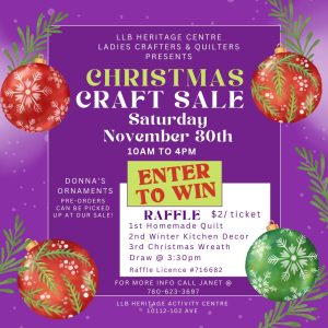 Christmas Craft Sale Nov 30, 24.