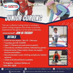 Junior Curling in Lac La Biche every Tuesday.