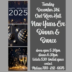 Owl River New Year's Dinner & Dance December 31, 2024.