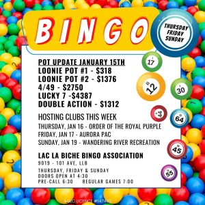 Bingo Pot Update Jan 15, 2025.