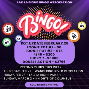 LLB Bingo Pots Update Feb 26, 25.