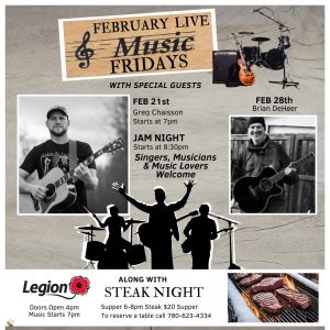 Legion Steak Night and Live Music Feb 21, 2025.