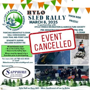 Back Country Riders Hylo Sled Rally March 8, 2025 update; event cancelled.