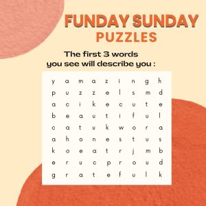 Funday Sunday Puzzles; jigsaw and wordsearch.