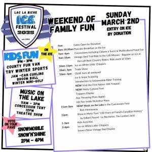 LLB Ice Festival Sunday Schedule updated 2025.