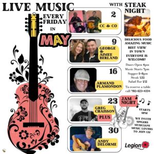 Legion May 2025 Steak Night and Live Music.