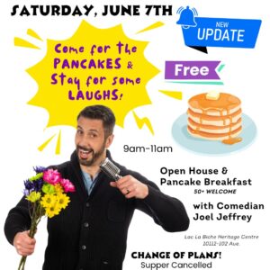 Pancakes and comedy at the LLB Heritage Centre on June 7, 2025.