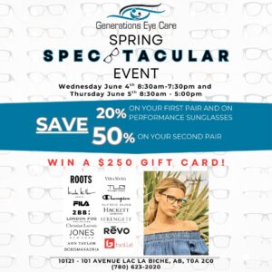 Generations Eye Care Spring Spectacular June 4 and 5, 2025.