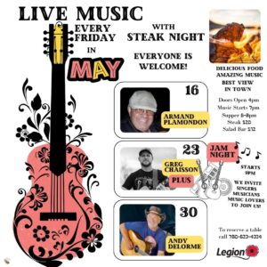 Legion Steak and Live Music May 16,25.