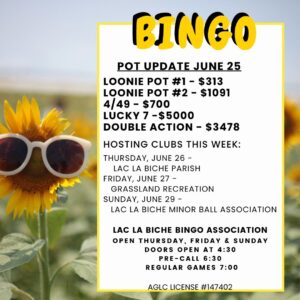 Bingo Pot Update June 25,2025.