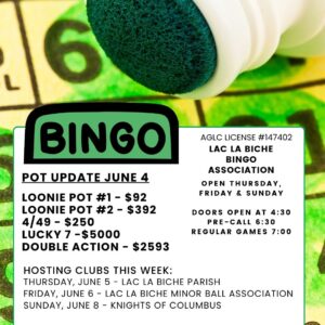 Bingo Pot Update June 4,2025.