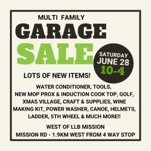 Garage Sale June 28, 2025.