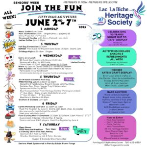 Seniors Week at the LLB Heritage Centre June 2-7, 2025.