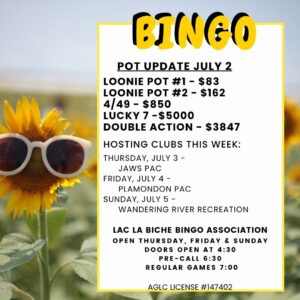 Bingo Pot Update July 2,2025.