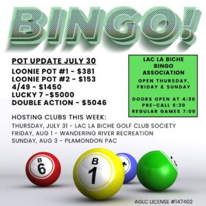 Bingo Pot Update July 30,2025.