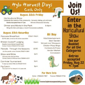Hylo Harvest Days August 22 and 23, 2025 - Horticulture Show.