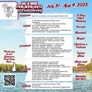 Lac La Biche Pow Wow Days 2025 Schedule.
