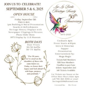 Lac La Biche Heritage Society 50th Celebration Sept 5 and 6, 2025.