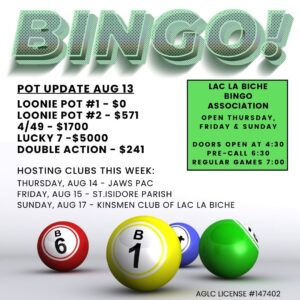 Bingo Pot Update Aug 13,2025.