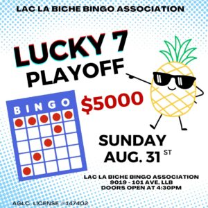 Bingo Lucky 7 Playoff Aug 31, 2025.