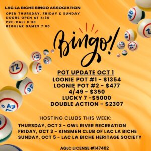 Bingo Pot Update October 1, 2025.