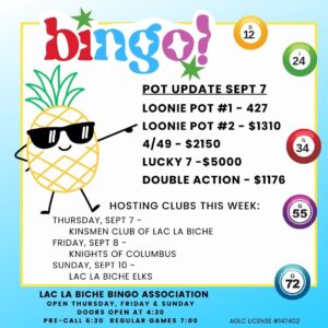 Bingo Sept 7,2025.