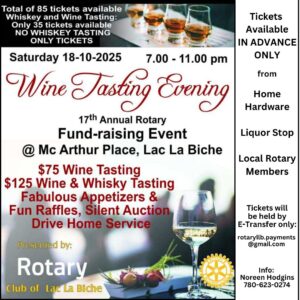 Wine Tasting Event Rotary Lac La Biche, Oct 18, 2025..