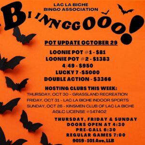 Bingo Pots in Lac La Biche for Oct 29, 2025.