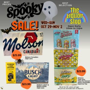 Liquor Stop Spooky Sale Oct 29-Nov 2,25.