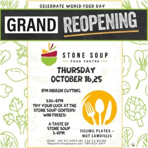 Stone Soup Grand Re Opening Oct 16, 2025.