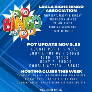 Bingo Pot Updates for Nov 5, 2025.