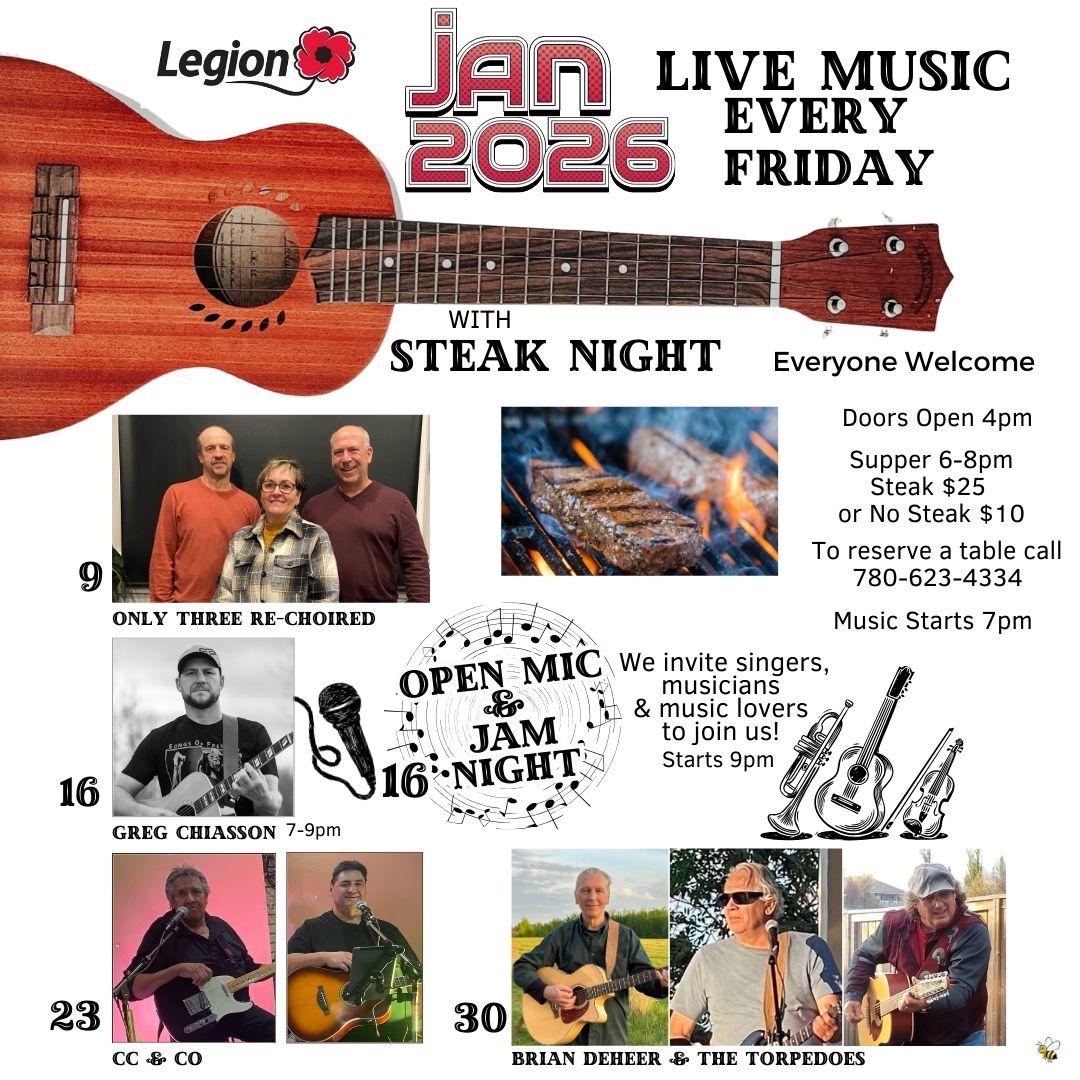 Legion Jan 2026 Steak and Music Fridays.