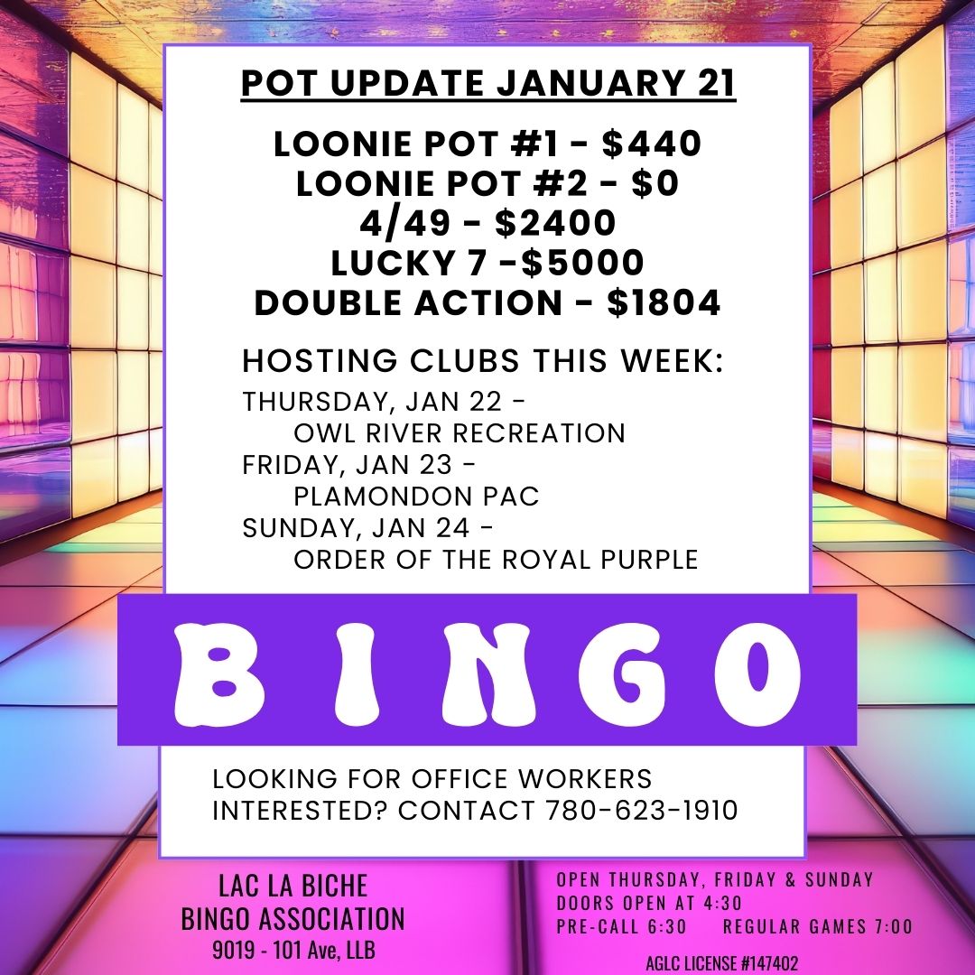 Bingo Pots for Jan 21, 2026.