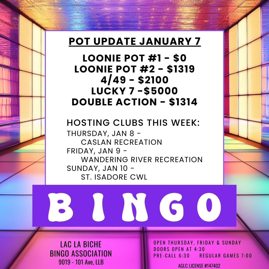 Bingo Pot Update for Jan 7, 2026.