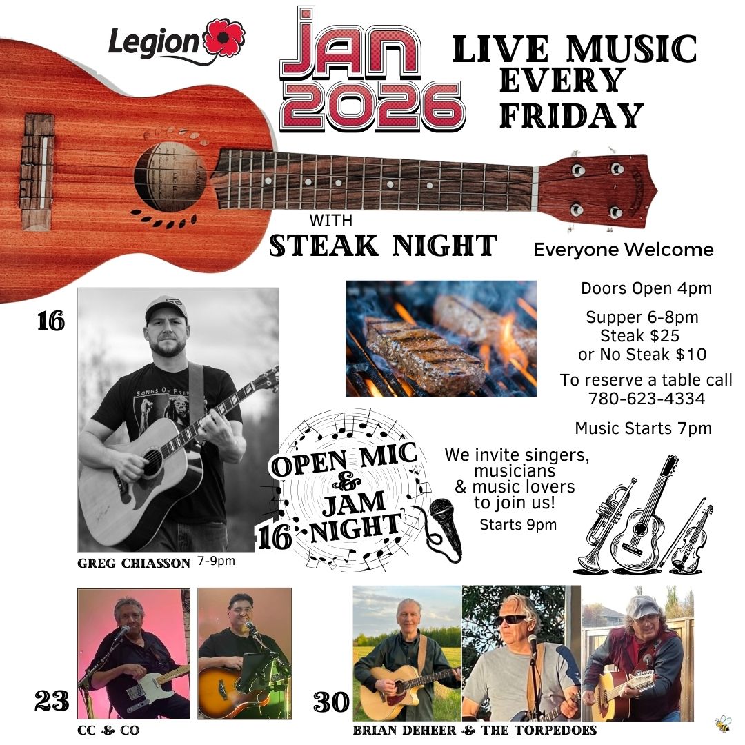 Legion Jan 2026 Steak and Music Fridays.