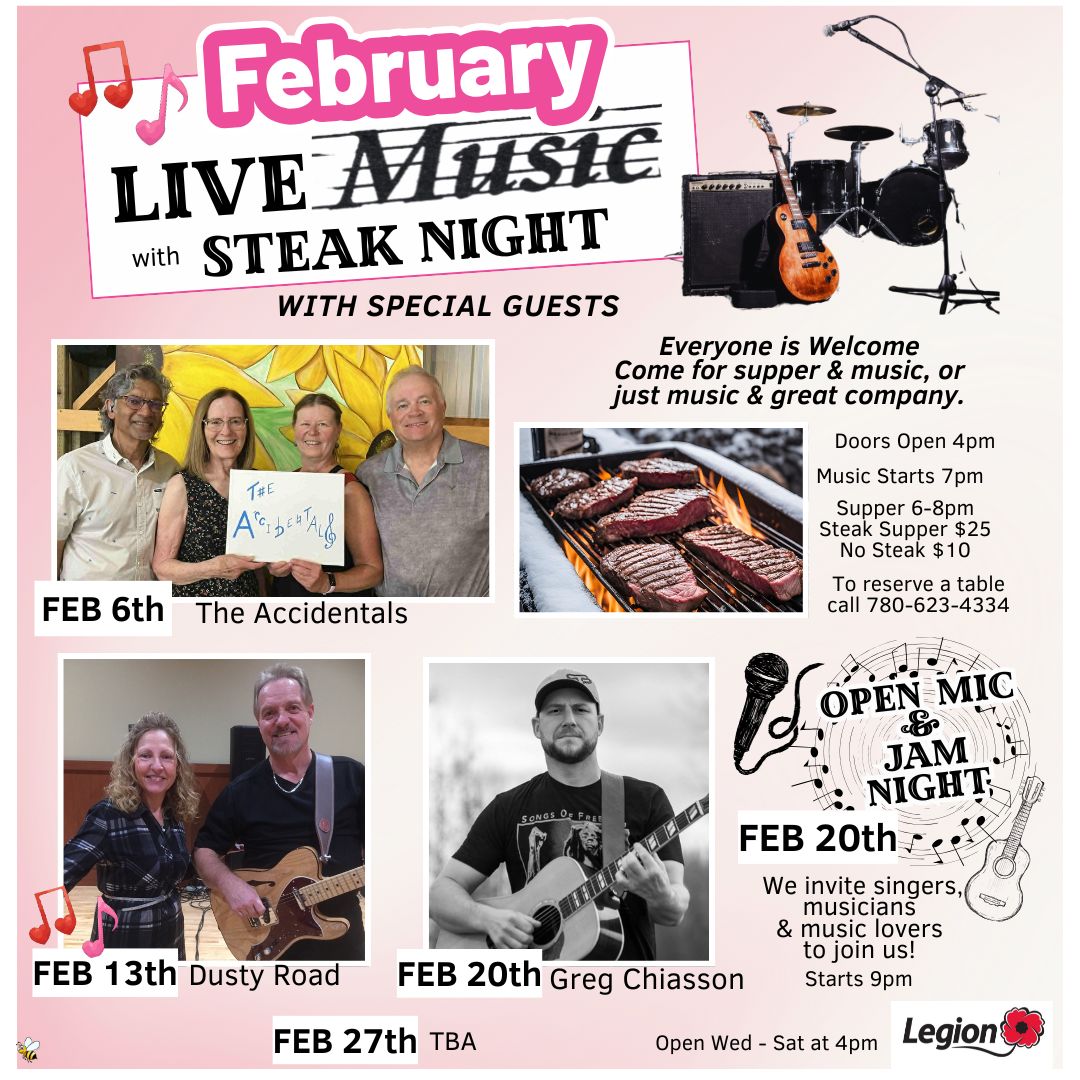 Legion Feb 2026 Steak and Music Fridays.