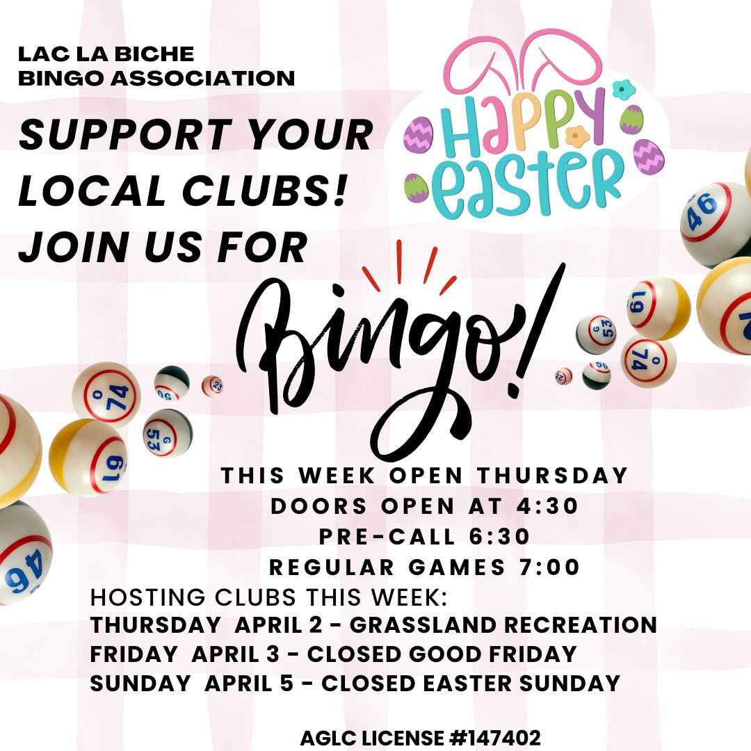 Lac La Biche Bingo April 1, 2026.